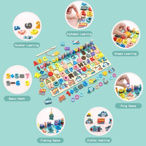 Joc logaritmic multifunctional din lemn 7 in 1 Montessori, 3 ani [7]