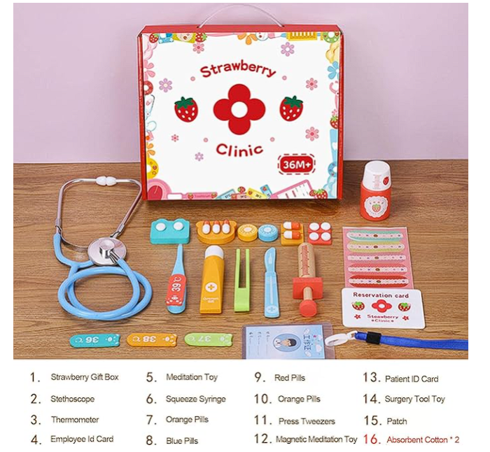 Joc Set de Doctor, 16 Ustensile Medicale din Lemn [1]