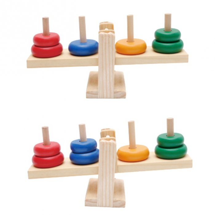 Jucarie educativa din lemn Montessori" Balanta cu Clovni colorati" [3]