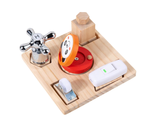 Placa Montessori Busy Board – 5 activitati practice pentru copii,  3 ani+ [1]