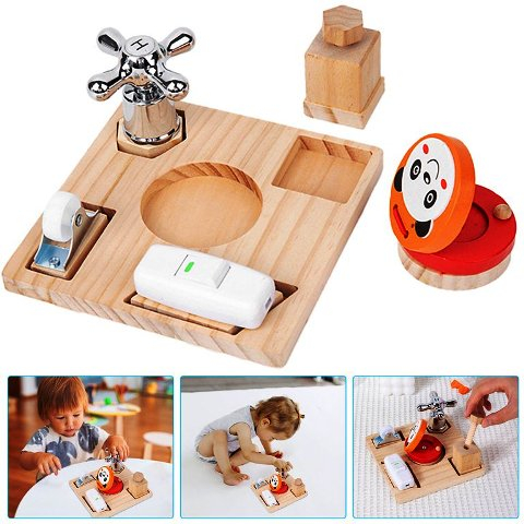 Placa Montessori Busy Board – 5 activitati practice pentru copii,  3 ani+ [4]
