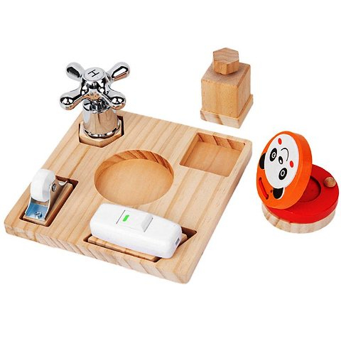Placa Montessori Busy Board – 5 activitati practice pentru copii,  3 ani+ [5]
