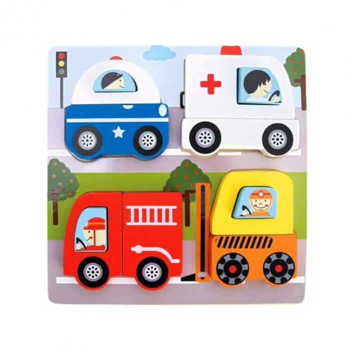 Puzzle 3D cu Vehicule de salvare, 13 piese, 3 ani+ [1]