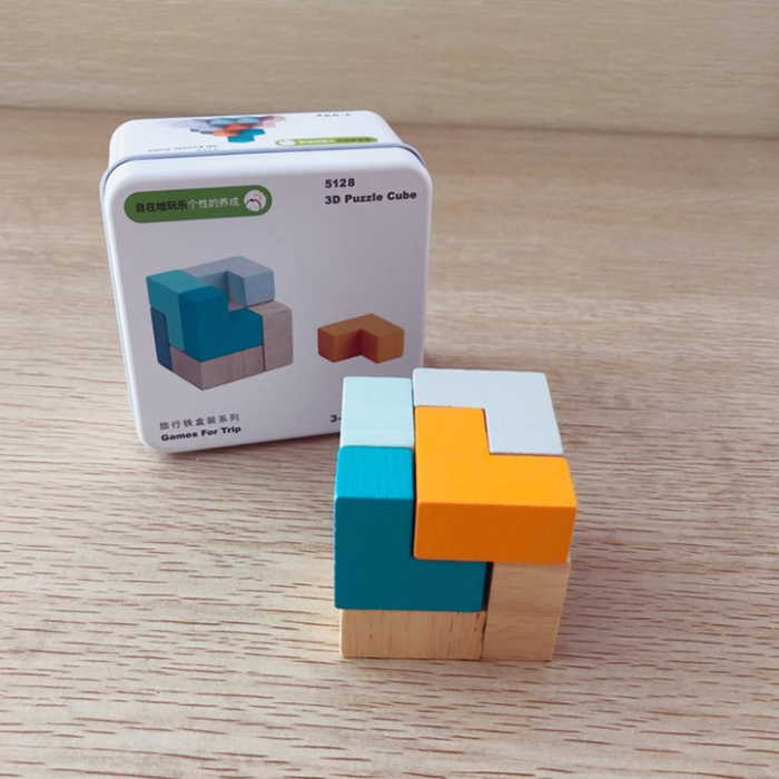 Puzzle 3D - Cub, lemn, multicolor, 9 piese, 3 ani [3]