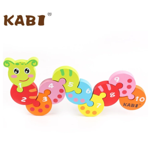 Puzzle 3D din lemn cu Numere – Omida Colorata [1]