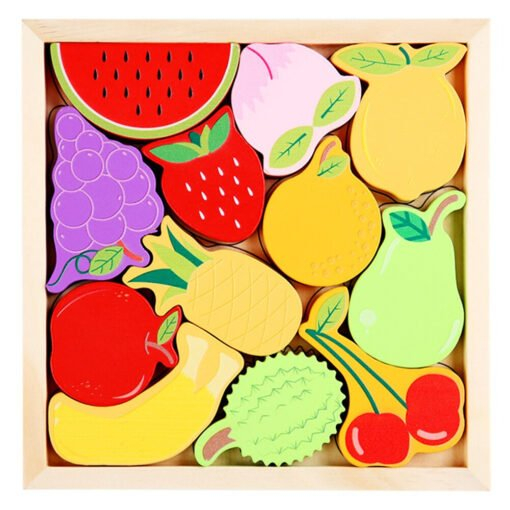 Puzzle 3D educativ Montessori cu fructe, multicolor [1]