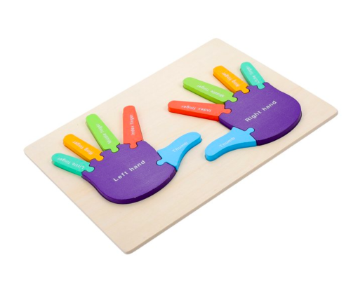 Puzzle de tip Montessori, Mana drepta si stanga, 12 piese, 3 ani+,  Multicolor [1]