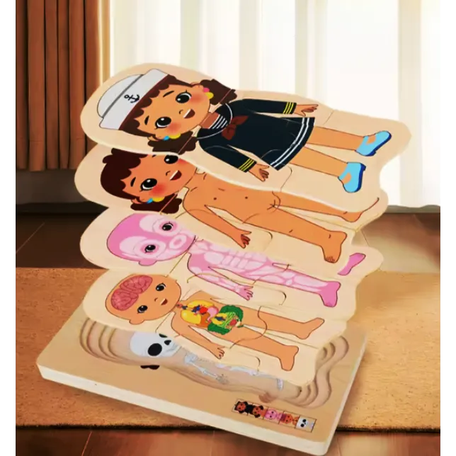 Puzzle din lemn in 5 straturi, Aanatomie Corpului Uman, Fetita [2]