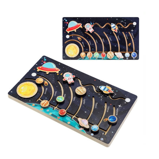 Puzzle educativ 3D din lemn, Labirint, Sistemul Solar [1]