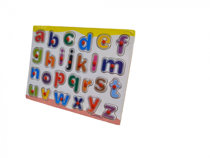Puzzle educativ din lemn incastru cu Litere, 26 piese, multicolor, 30×22.5cm, +3ani [1]