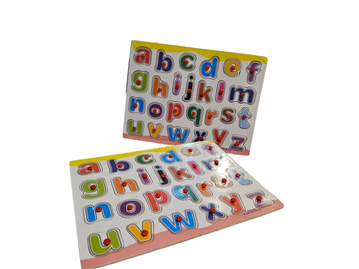 Puzzle educativ din lemn incastru cu Litere, 26 piese, multicolor, 30×22.5cm, +3ani [2]