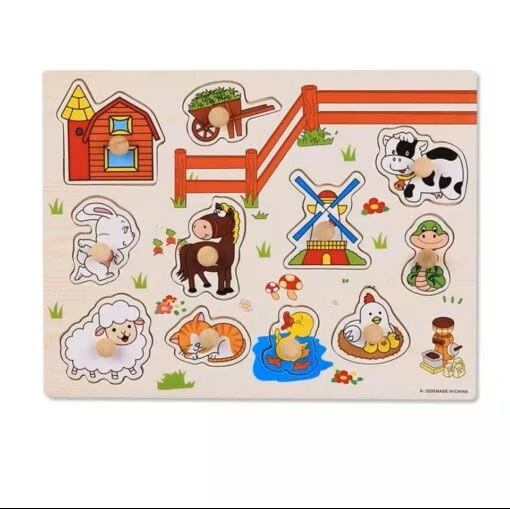 Puzzle incastru din lemn, Ferma, 11 piese [1]