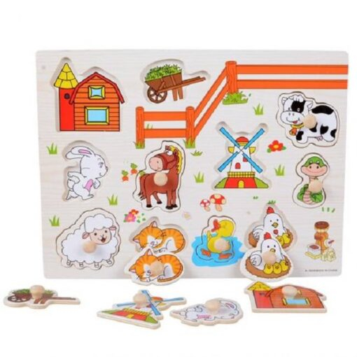 Puzzle incastru din lemn, Ferma, 11 piese [2]