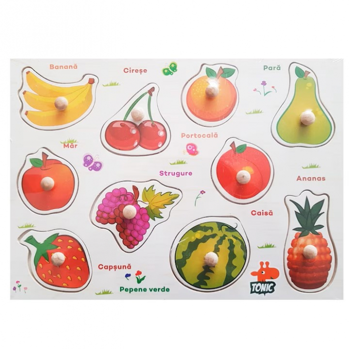 Puzzle incastru din lemn in Limba Romana , Fructe [1]
