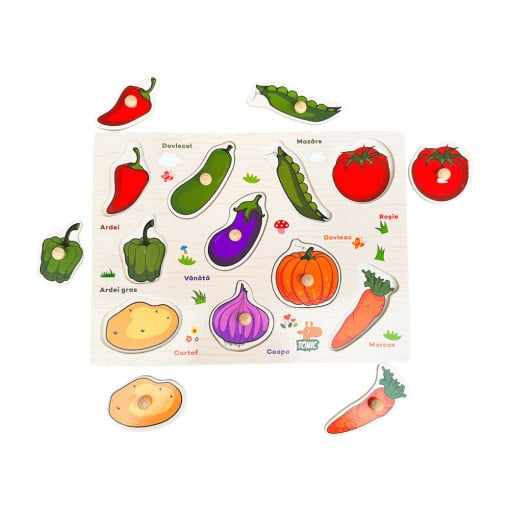 Puzzle incastru din lemn in Limba Romana , Legume [1]