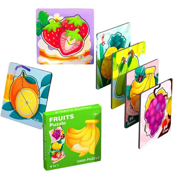 Set 6 carduri puzzle cu piese mari- Fructe, 24 piese [2]