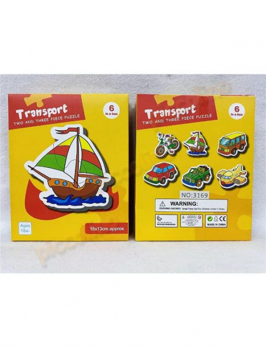 Set 6 puzzle din 2 sau 3 piese mari – Vehicule, 18 cm [1]
