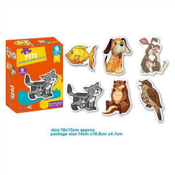 Set 6 puzzle din 2 sau 3 piese mari- ANIMALE DE COMPANIE [3]