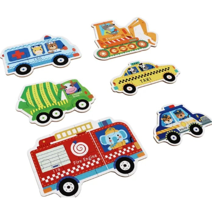 Set 6 Puzzle din carton cu 6 Mijloace de transport, Piese mari, 3 ani [2]