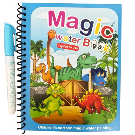 CĂRȚI CU ACTIVITĂȚI - Carte de colorat cu apa Magic Book, Reutilizabila, Dino