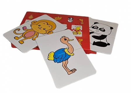 Cartonase de asociere din doua piese, 16 imagini, 32 piese, animale, multicolor, +3 ani [3]