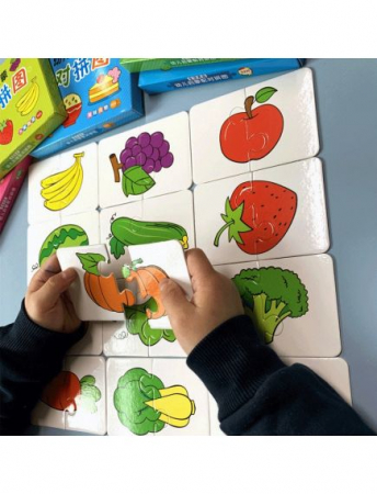 Cartonase de asociere din doua piese, 16 imagini, 32 piese, legume si fructe, multicolor, +3 ani [2]