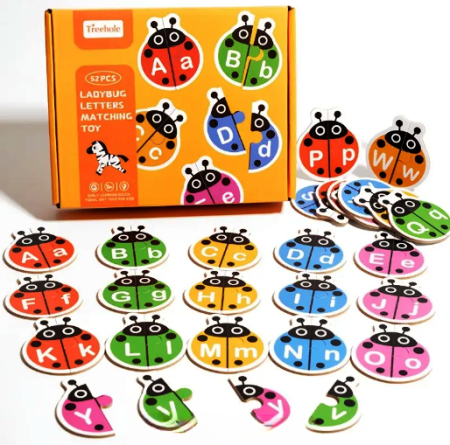 Jucării educative - puzzle alfabet buburuze copii Montessori