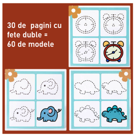 Joc de desen Montessori, 60 de modele reutilizabile, 3 ani [3]