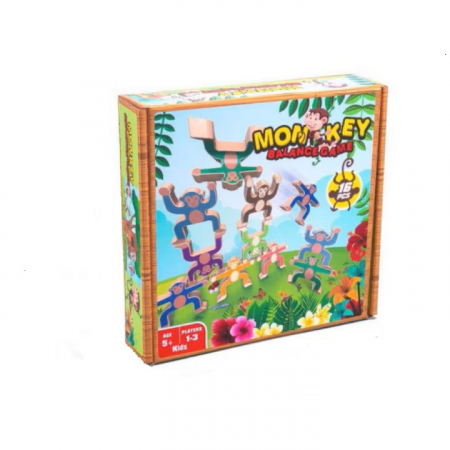Jucării educative - Joc de indemanare din lemn ,,Monkey balance", 16 piese, 5 ani+