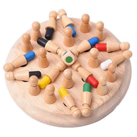 Joc de memorie pentru copii, tip sah cu 24 pioni, din lemn, Memory Chess, 3 ani+ [4]