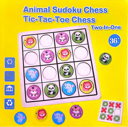 JUCĂRII - Joc de memorie si inteligenta pentru copii 2 in 1 - Sudoku Animale şi X şi 0