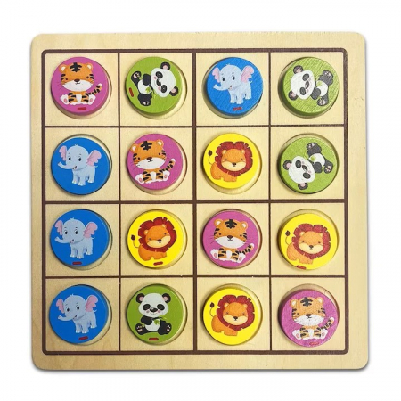 Joc de memorie si inteligenta pentru copii 2 in 1 - Sudoku Animale şi X şi 0 [4]