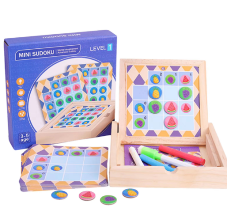 Jucării educative - Joc de societate, Mini Sudoku, Tematica fructe, 3 ani+