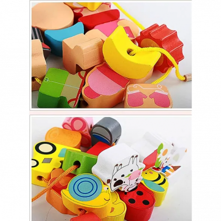 Joc de tip Montessori, margele din lemn, Ferma, Kabi, 3 ani+ [3]