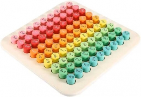JUCĂRII - Joc educativ din lemn Tabla Inmultirii, 81 piese, 7 ani+, multicolor