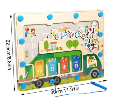 Joc educativ din lemn tip Montessori- Sortarea deseurilor, Labirint Magnetic, 3 ani+ [1]