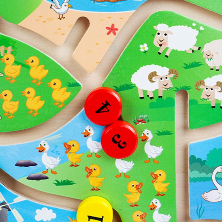 Joc educativ Labirint din lemn- Animale de la ferma si numere [1]