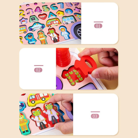 Joc logaritmic multifunctional 6 in 1 Montessori, Ambulanta, 3 ani+ [5]