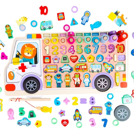 JUCĂRII - Joc logaritmic multifunctional 6 in 1 Montessori, Ambulanta, 3 ani+