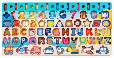 Joc logaritmic multifunctional din lemn 7 in 1 Montessori, 3 ani [1]