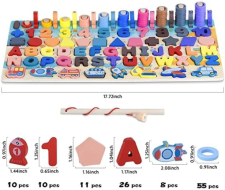 Joc logaritmic multifunctional din lemn 7 in 1 Montessori, 3 ani [4]