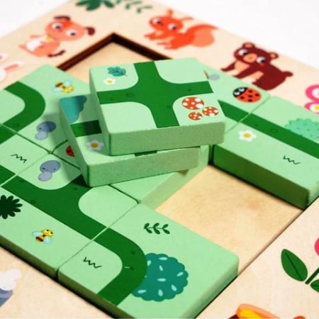 JUCĂRII - Joc Montessori din lemn- Gaseste Poteca