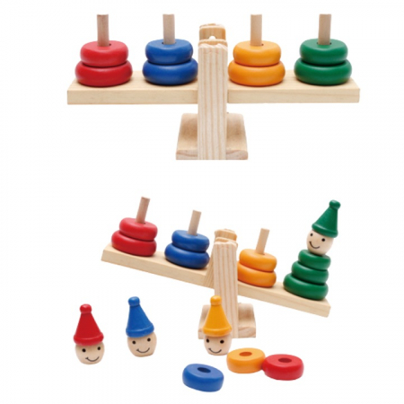 Jucarie educativa din lemn Montessori" Balanta cu Clovni colorati" [1]