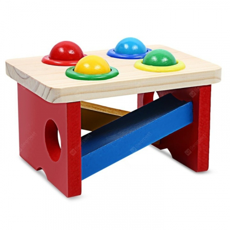Jucarie Montessori din lemn cu ciocanel si 4 bile [1]