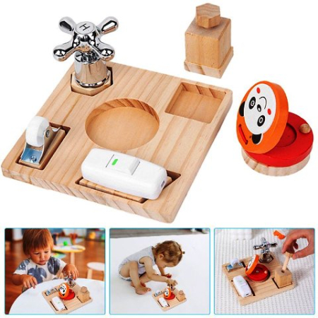 Placa Montessori Busy Board – 5 activitati practice pentru copii,  3 ani+ [3]