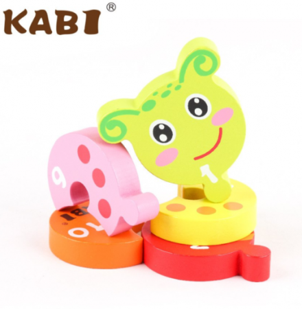 Puzzle 3D din lemn cu Numere – Omida Colorata [2]
