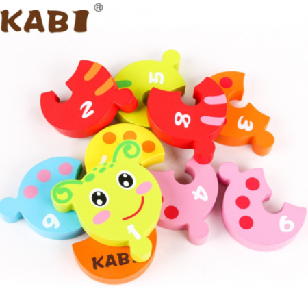 Puzzle 3D din lemn cu Numere – Omida Colorata [1]