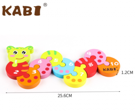 Puzzle 3D din lemn cu Numere – Omida Colorata [3]