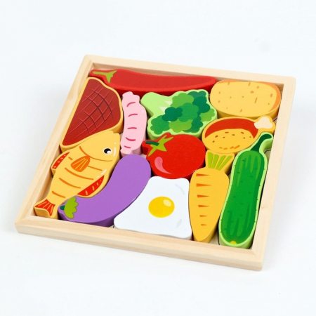 Puzzle 3D educativ Montessori cu alimente, multicolor [1]