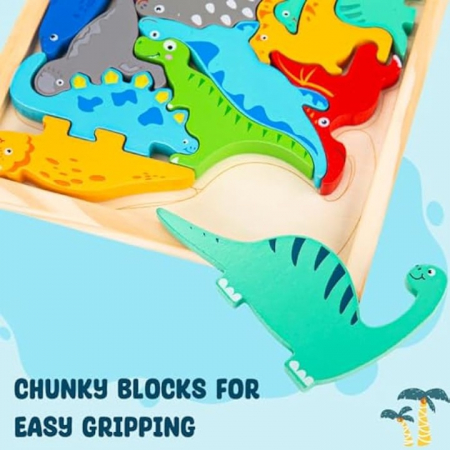Puzzle 3D educativ Montessori cu dinozauri, multicolor [2]
